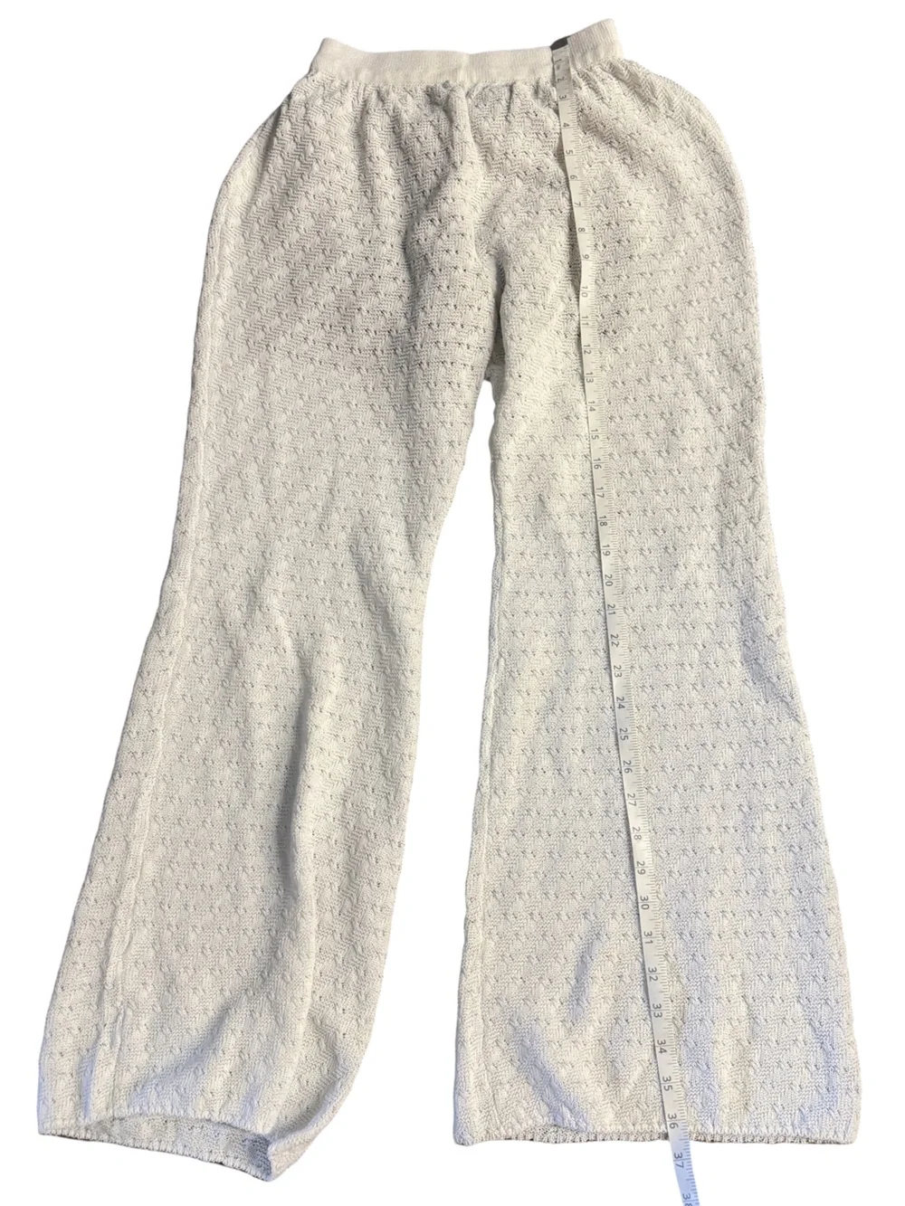 CHANEL Women’s Cream Knit Crochet Wide-Leg Trousers Cruise 25/26 NwoT